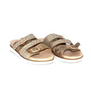 Very G Wild Side Sandals Glitter Strappy Slide On Champagne Size 8.5 M